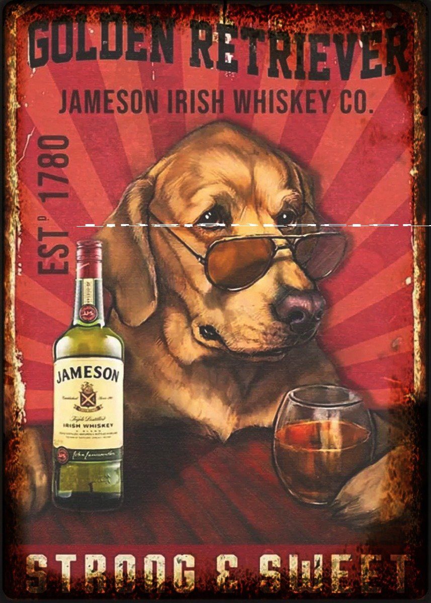 STRONG & SWEET-GOLDEN RETRIEVER Tin Metal Sign Man Cave, Shed-Garage & Bar Sign