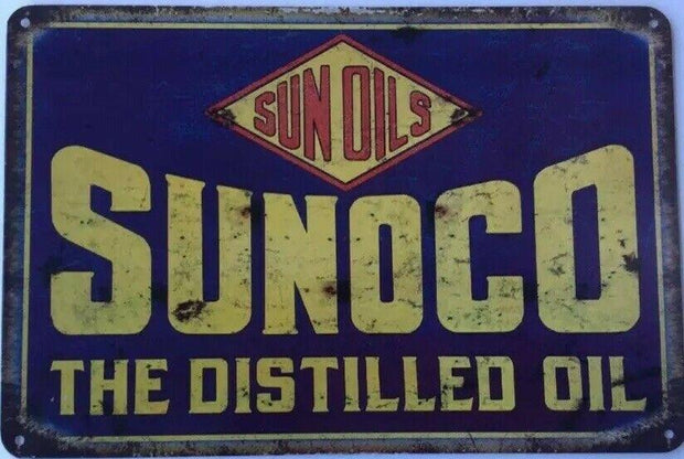 SUNOCO OIL Vintage Rustic Garage Metal Tin Signs Man Cave, Shed and Bar