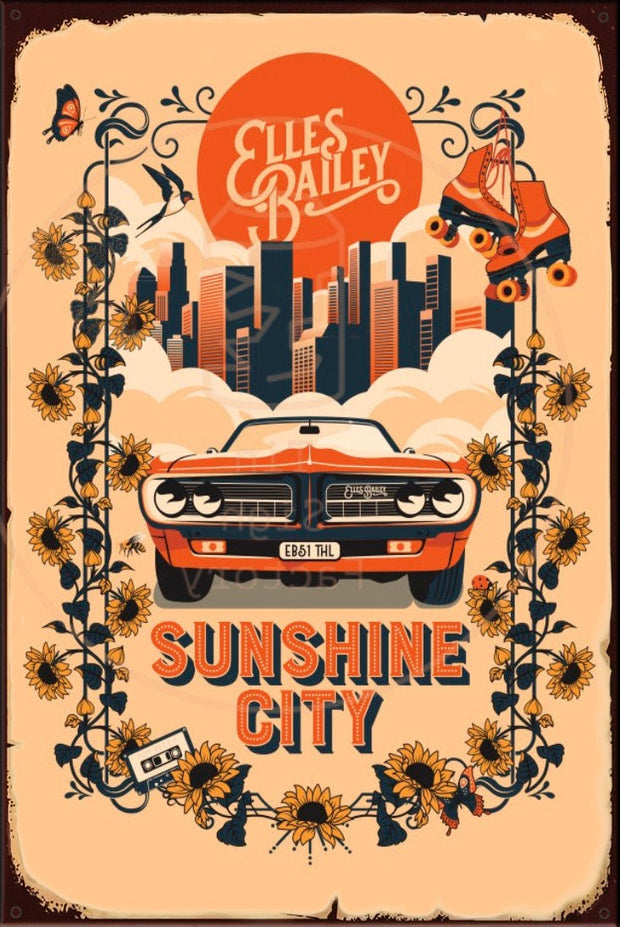 SUNSHINE CITY Rustic Look Vintage Shed-Garage and Bar Man Cave Tin Metal Sign