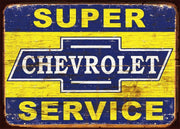 SUPER CHEVROLET SERVICE Retro Rustic Look Vintage Tin Metal Sign Man Cave, Shed-Garage, and Bar