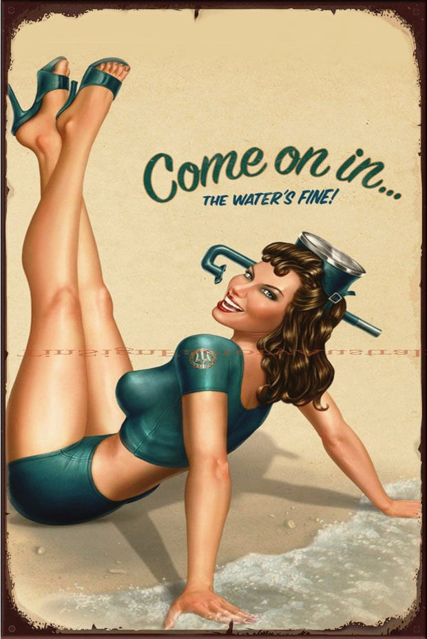 SWIM WITH ME Vintage Retro Rustic Shed Garage Man Cave Metal Sign