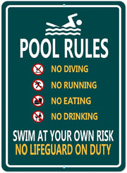 SWIM AT YOUR OWN RISK Retro/ Vintage Tin Metal Sign Man Cave, Wall Home Decor, Shed-Garage, and Bar