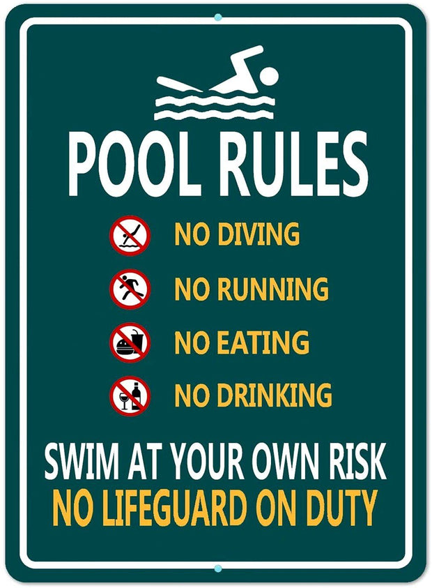 SWIM AT YOUR OWN RISK Retro/ Vintage Tin Metal Sign Man Cave, Wall Home Decor, Shed-Garage, and Bar