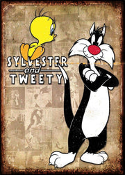 SYLVESTER AND TWEETY Retro/ Vintage Tin Metal Sign Man Cave, Wall Home Decor, Shed-Garage, and Bar