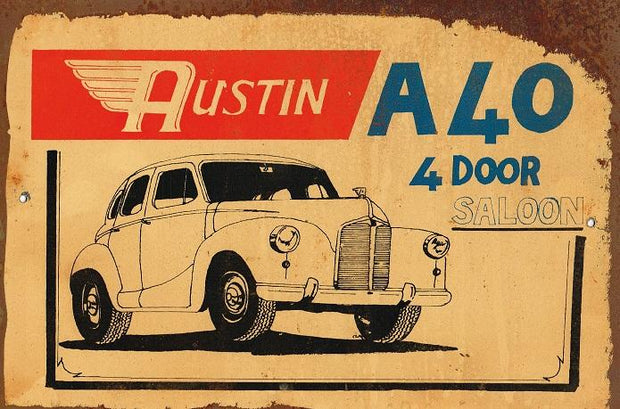 Austin A40 4 DOOR  metal sign 20 x 30 cm free postage - TinSignFactoryAustralia