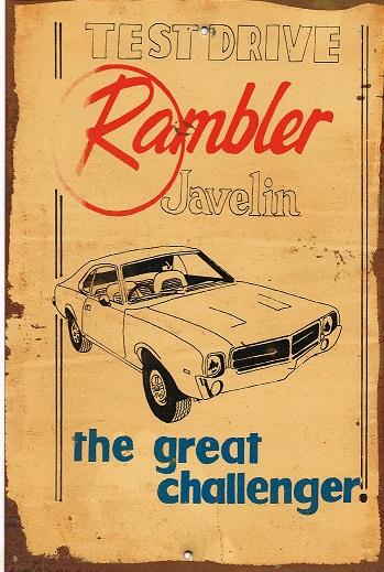 Rambler Javelin metal sign 20 x 30 cm free postage - TinSignFactoryAustralia