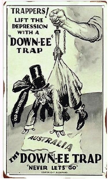 Down-ee lift the depression Rabbit trap sign Rustic Look Vintage Tin Metal Sign Man Cave, Shed-Garage & Bar Sign metal sign