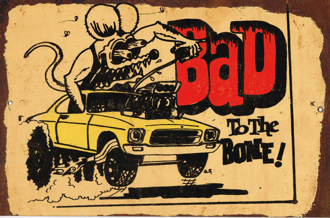 Bad to the Bone metal sign 20 x 30 cm free postage - TinSignFactoryAustralia