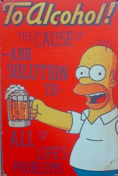 Simpsons, to alcohol new tin metal sign MAN CAVE