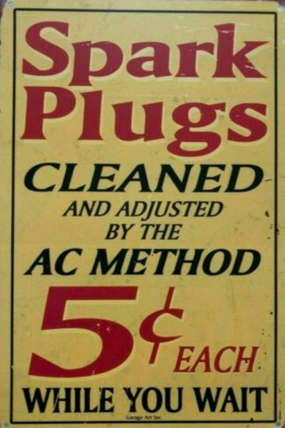 Spark Plugs Cleaned Menu tin metal sign MAN CAVE brand new - Tin Sign Factory Australia