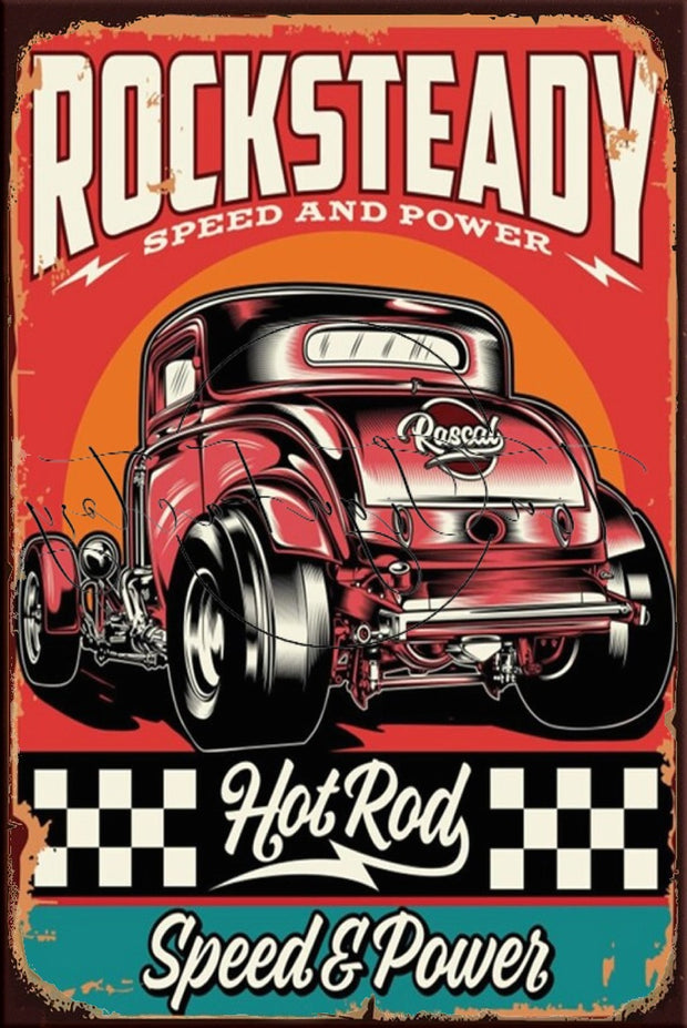 SPEED AND POWER Retro/ Vintage Tin Metal Sign Man Cave, Wall Home Décor, Shed-Garage, and Bar