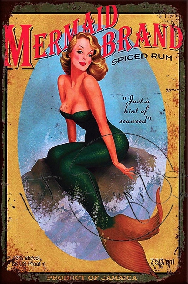 SPICED RUM Retro/ Vintage Tin Metal Sign Man Cave, Wall Home Décor, Shed-Garage, and Bar 