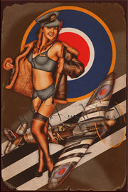 SPITFIRE CURVES Retro/ Vintage Tin Metal Sign Man Cave, Wall Home Décor, Shed-Garage, and Bar 