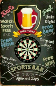 Sports Bar Menu tin metal sign MAN CAVE brand new