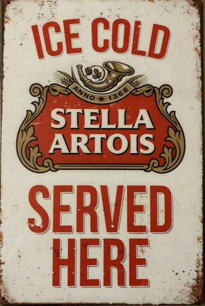 Stella Artois Garage Rustic Look Vintage Tin Signs Man Cave, Shed and Bar Sign