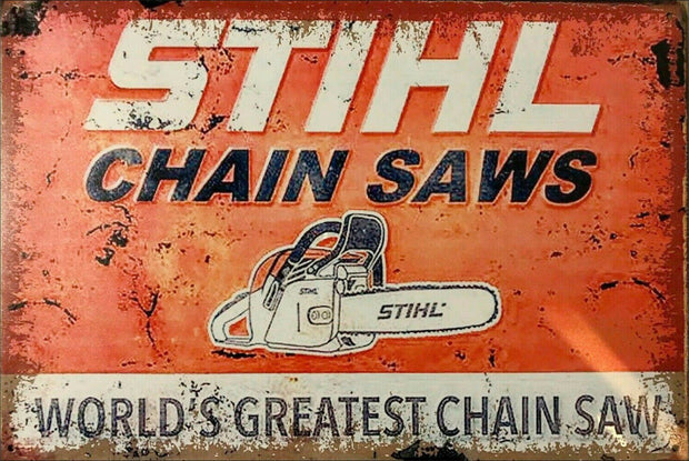 Stihl Wood Boss chain saw brand new tin metal sign MAN CAVE