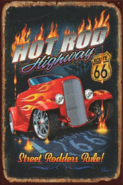 STREET RODDERS RULE Vintage Retro Rustic Garage Wall Man Cave Metal Sign