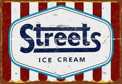 STREETS ICE CREAM Rustic Look Vintage Tin Metal Sign Man Cave, Shed-Garage & Bar Sign