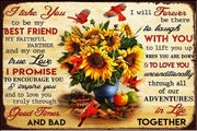 SUNFLOWER & CARDINAL BIRDS Vintage Retro Rustic Décor Man Cave Metal Sign