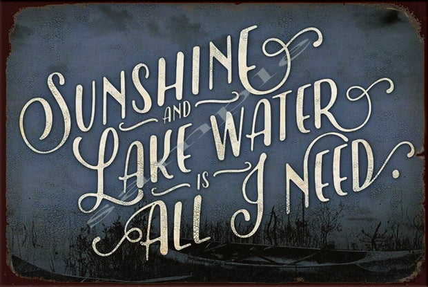 SUNSHINE AND LAKE Retro/ Vintage Wall Home Décor, Shed-Garage and Bar Tin Metal Sign