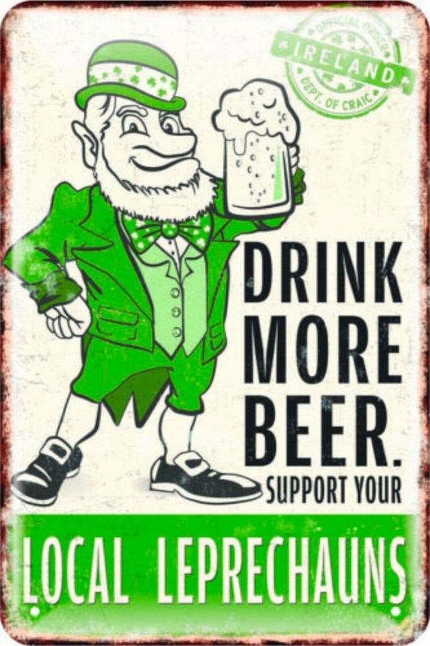 Support Your Local Leprechauns Beer Man Cave tin metal sign MAN CAVE brand new