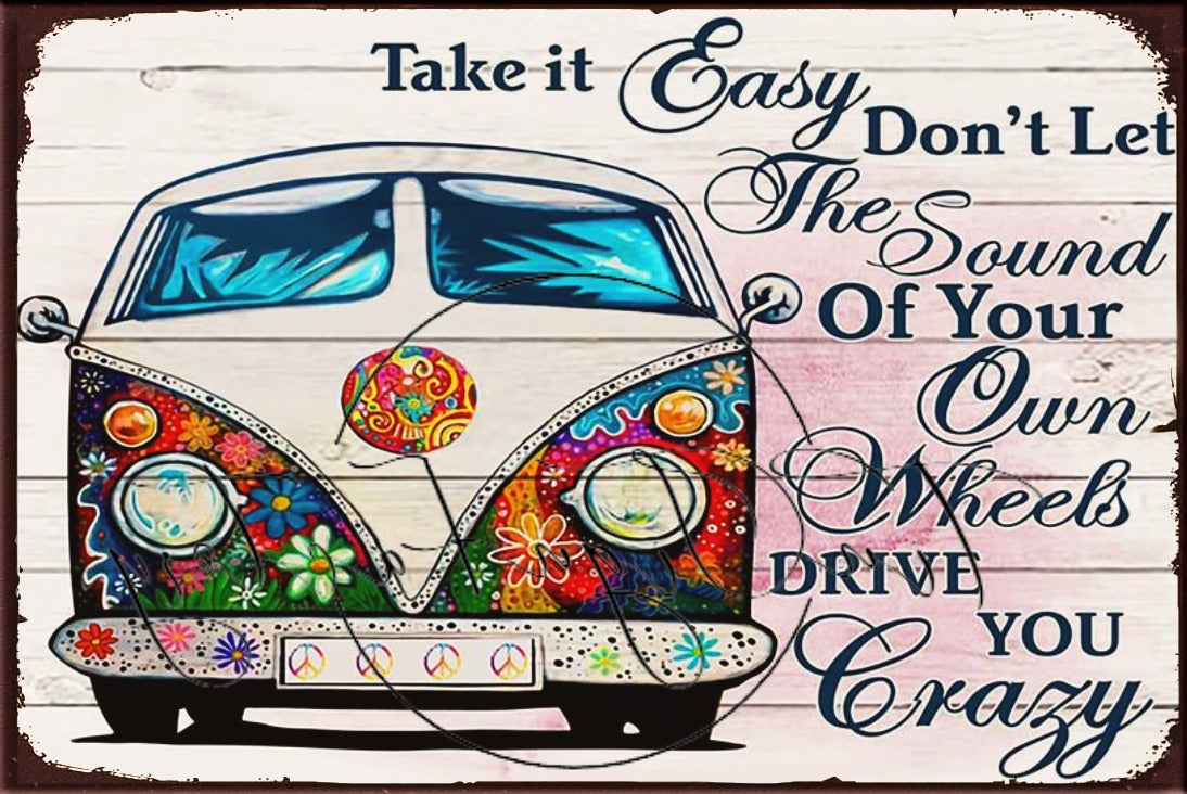 TAKE IT EASY Retro/ Vintage Tin Metal Sign Man Cave, Wall Home Décor, Shed-Garage, and Bar