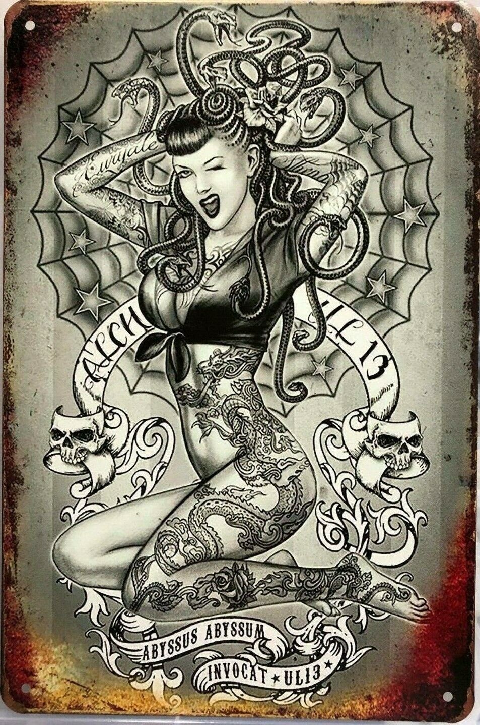 TATTOO Garage Rustic Look Vintage Tin Signs Man Cave, Shed and Bar SIGN - Tin Sign Factory Australia