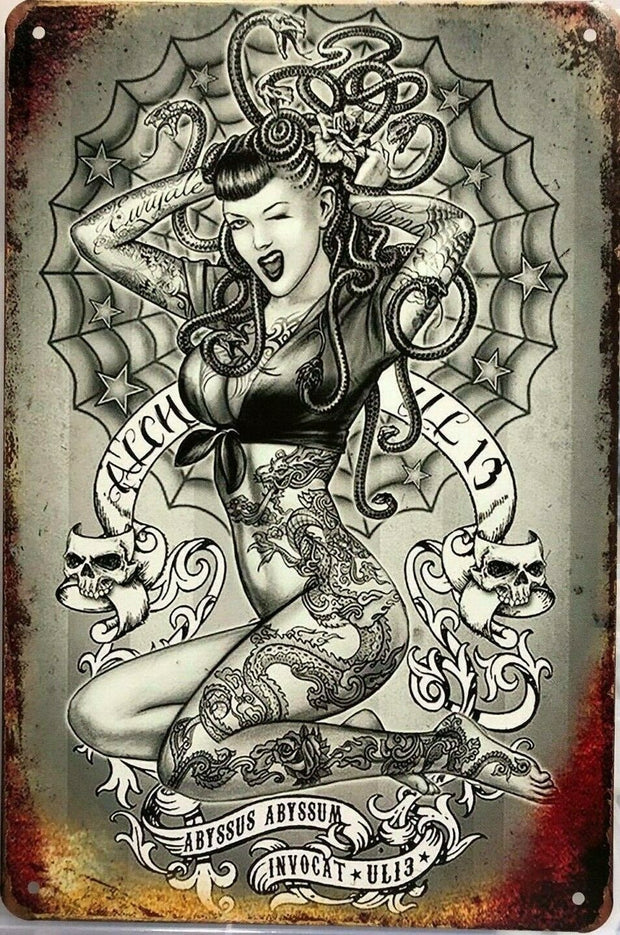 TATTOO Garage Rustic Look Vintage Tin Signs Man Cave, Shed and Bar SIGN