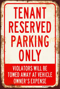 TENANT RESERVED PARKING ONLY Vintage Retro Rustic Garage Man Cave Metal Sign