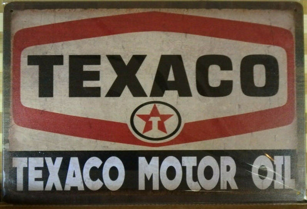 TEXACO MOTOR OIL Rustic Metal Sign Vintage Tin Shed Garage Bar Man Cave Wall