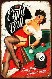 THE EIGHT BALL Rustic Look Vintage Shed-Garage and Bar Man Cave Tin Metal Sign