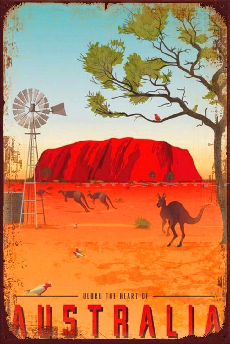 THE HEART OF AUSTRALIA Vintage Retro Rustic Garage Man Cave Metal Sign