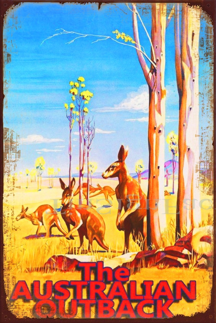 THE AUSTRALIAN OUTBACK Vintage Retro Rustic Garage Man Cave Metal Sign
