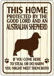 THIS HOME IS PROTECTED Retro/ Vintage Tin Metal Sign Man Cave, Wall Home Decor, Shed-Garage, and Bar