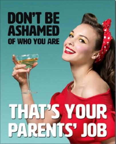DON’T BE ASHAMED OF WHO YOU ARE THAT’S YOUR PARENTS JOB Metal Sign | Free Postage