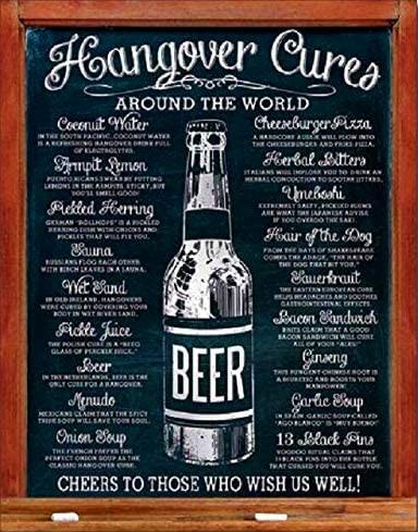 BEER HANGOVER CURE AROUND THE WORLD Humor Wall Bar Decor Metal Tin Sign | Free Postage - Tin Sign Factory Australia