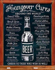 BEER HANGOVER CURE AROUND THE WORLD Humor Wall Bar Decor Metal Tin Sign | Free Postage