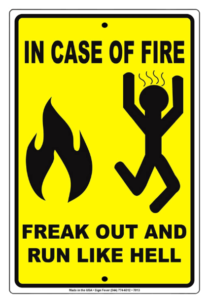IN CASE OF FIRE, RUN LIKE HELL! Metal Sign | Free Postage
