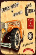 TIRES SHOP Rustic Look Vintage Shed-Garage and Bar Man Cave Tin Metal Sign