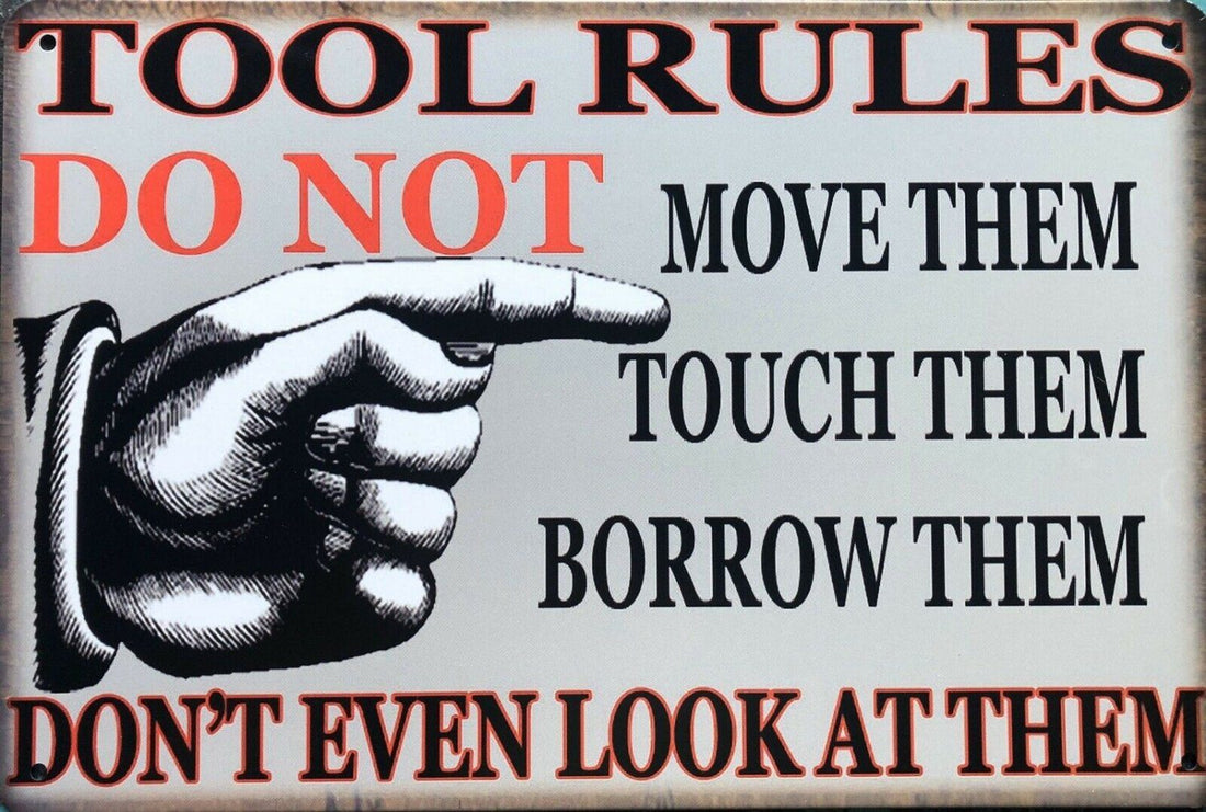 TOOLS RULES Garage Rustic Vintage Metal Tin Signs Man Cave, Shed and Bar Sign - Tin Sign Factory Australia
