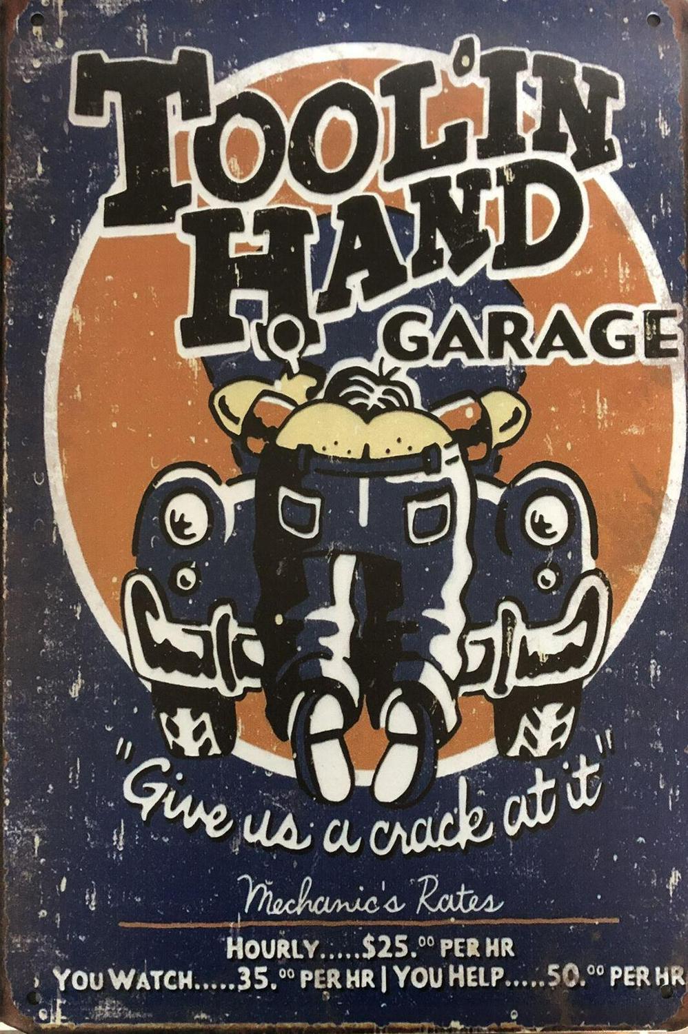 TOOLS RULES Rustic Look Vintage Tin Signs Man Cave, Shed and Bar Sign - Tin Sign Factory Australia