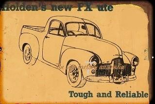 TOUGH & RELIABLE FX UTE Rustic Look Vintage Tin Metal Sign Man Cave, Shed-Garage and Bar