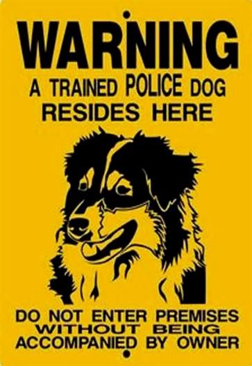 POLICE DOG RESIDES HERE Retro/ Vintage Tin Metal Sign Man Cave, Wall Home Decor, Shed-Garage, and Bar