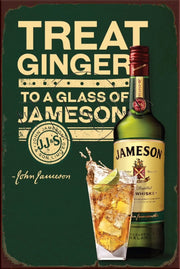 TREAT GINGER Retro/ Vintage Tin Metal Sign, Wall Art Home Décor, Shed-Garage, and Bar