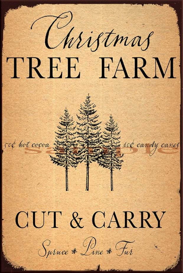 TREE FARM Retro/ Vintage Wall Home Décor, Shed-Garage and Bar Tin Metal Sign