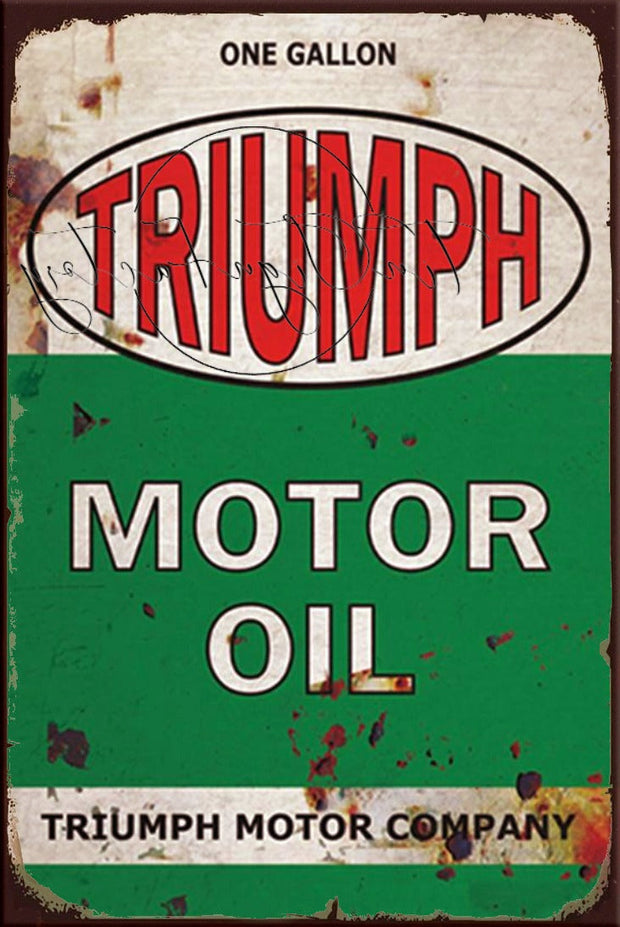 TRIUMPH MOTOR OIL Retro/ Vintage Tin Metal Sign, Wall Art Home Décor, Shed-Garage, and Bar