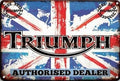 TRIUMPH AUTHORISED DEALER Rustic Retro/Vintage Home Garage Wall Cafe Resto or Bar Tin Metal Sign