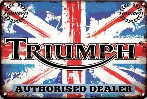 TRIUMPH AUTHORISED DEALER Rustic Retro/Vintage Home Garage Wall Cafe Resto or Bar Tin Metal Sign