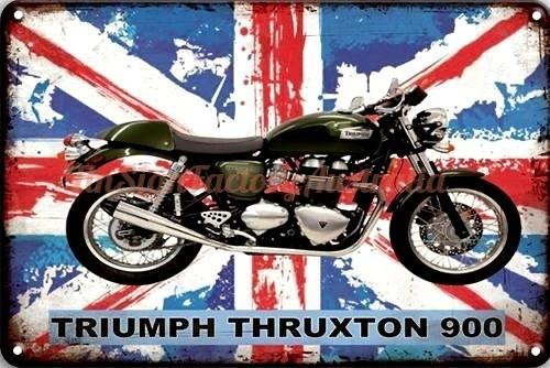 TRIUMPH THRUXTON 900 Rustic Retro/Vintage Home Garage Wall Cafe Resto or Bar Tin Metal Sign