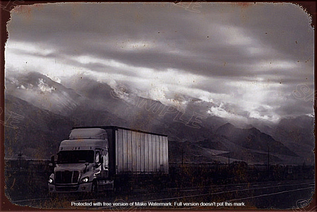 TRUCK ON THE ROAD Retro/ Vintage Tin Metal Sign Man Cave, Wall Home Décor, Shed-Garage, and Bar